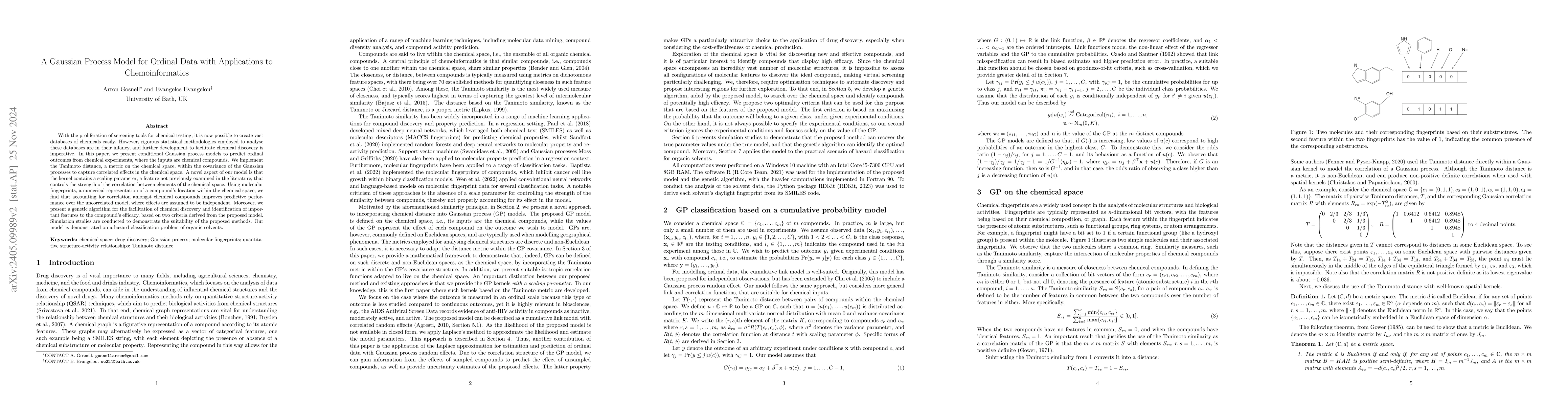 Thumbnail for A Gaussian Process Model for Ordinal Data with Applications to
  Chemoinformatics