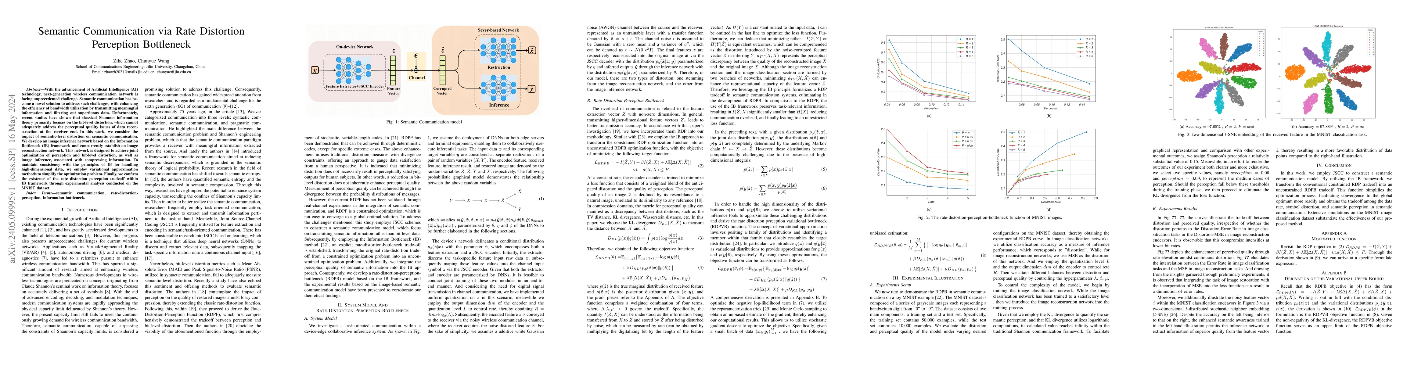 Thumbnail for Semantic Communication via Rate Distortion Perception Bottleneck
