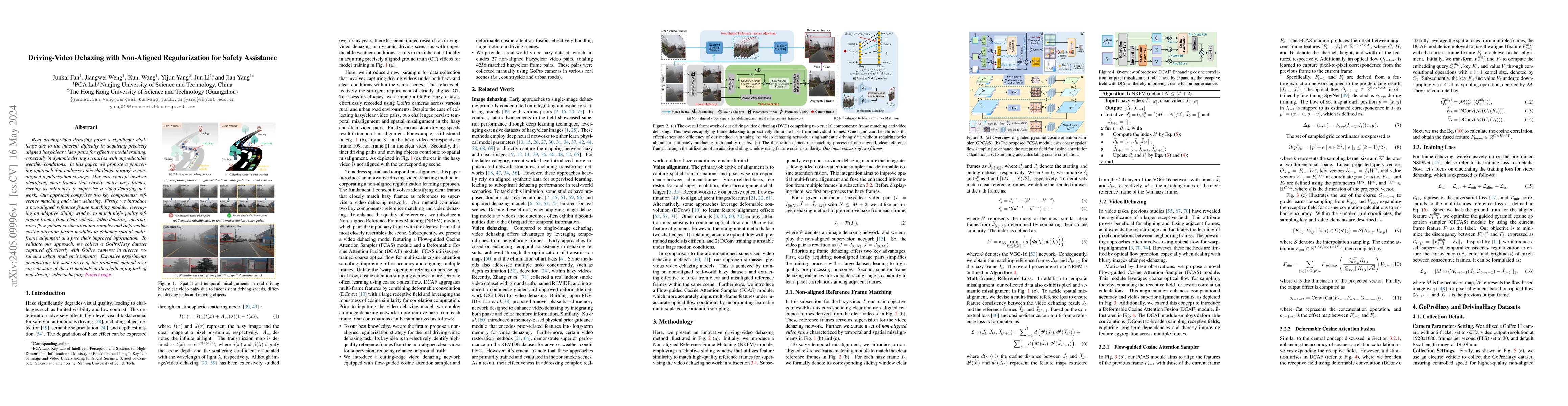 Thumbnail for Driving-Video Dehazing with Non-Aligned Regularization for Safety
  Assistance