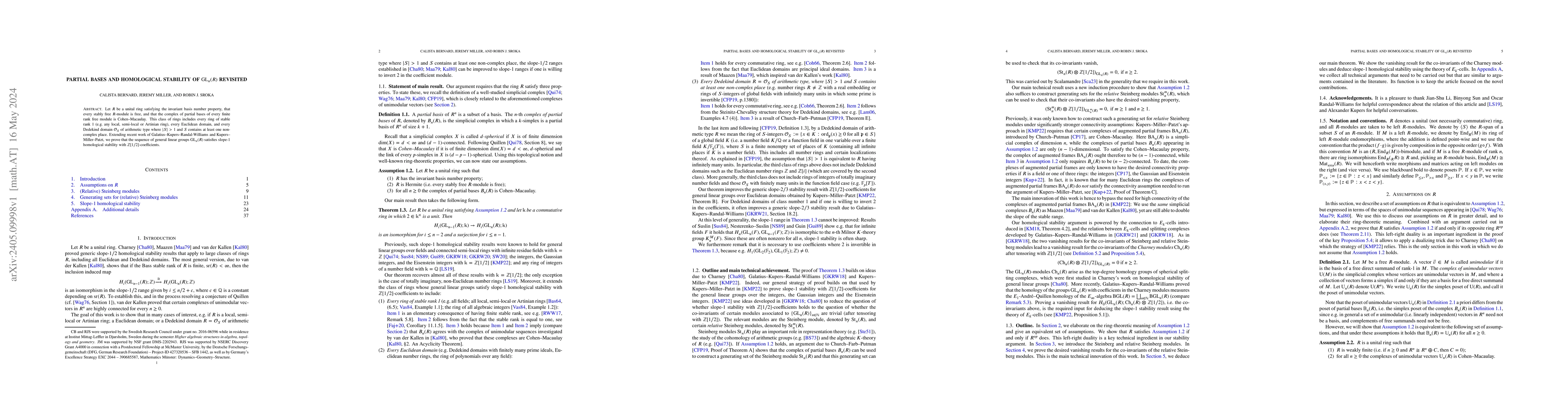 Thumbnail for Partial bases and homological stability of $\operatorname{GL}_{n}(R)$
  revisited