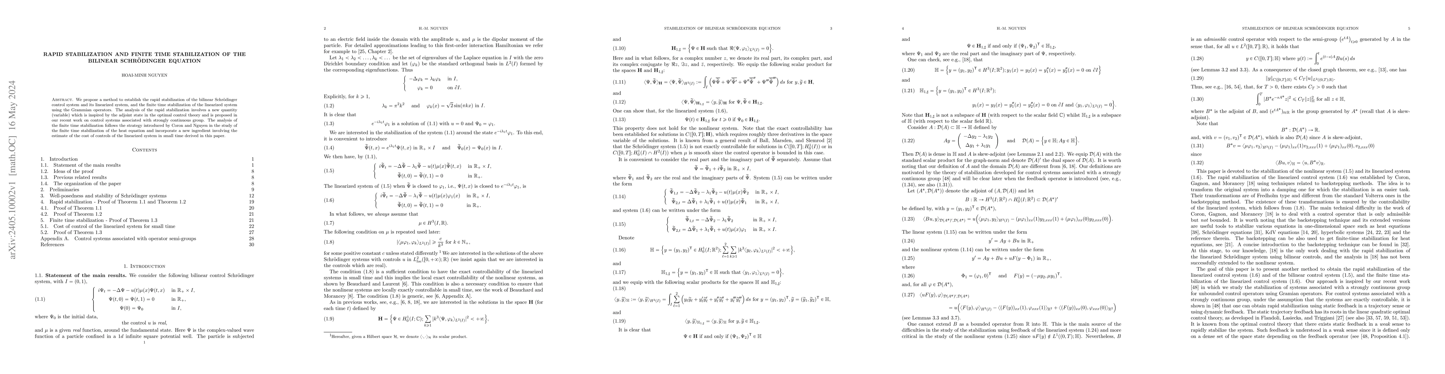 Thumbnail for Rapid stabilization and finite time stabilization of the bilinear
  Schr\"odinger equation