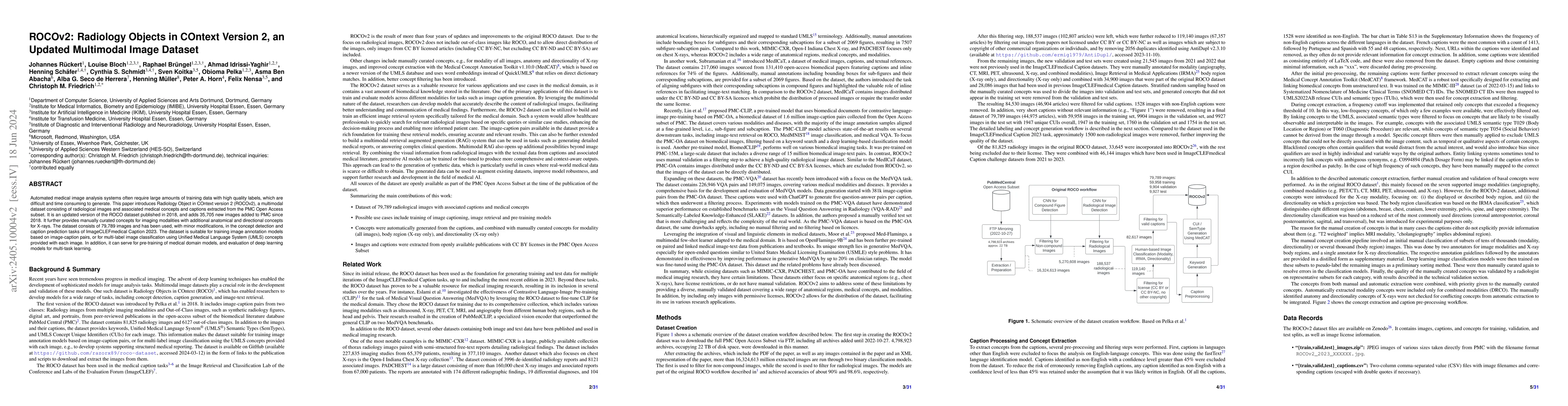 Thumbnail for ROCOv2: Radiology Objects in COntext Version 2, an Updated Multimodal
  Image Dataset