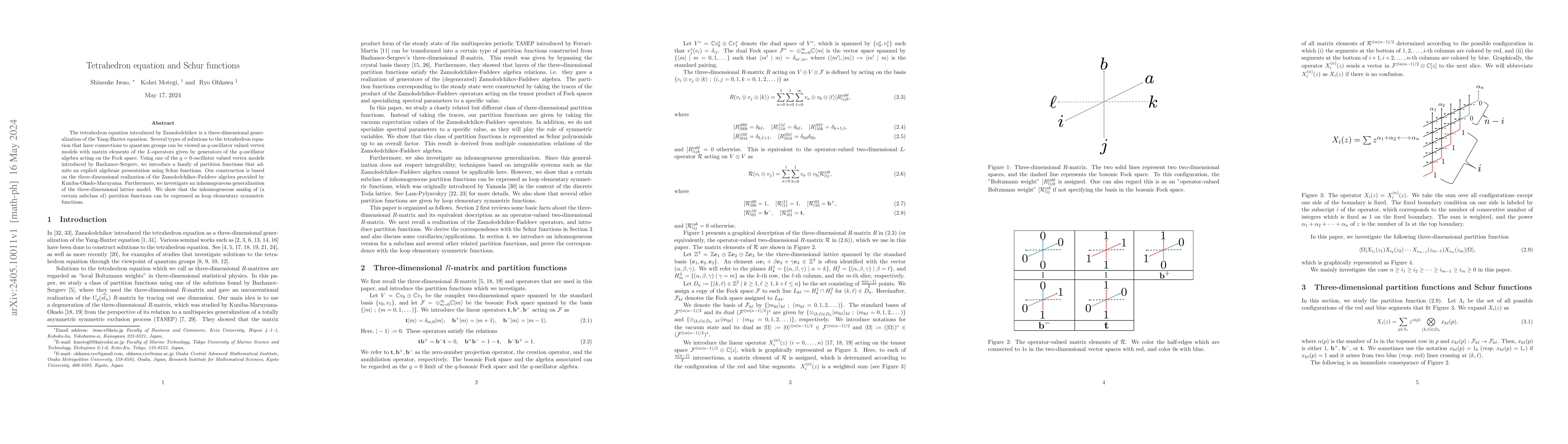 Thumbnail for Tetrahedron equation and Schur functions