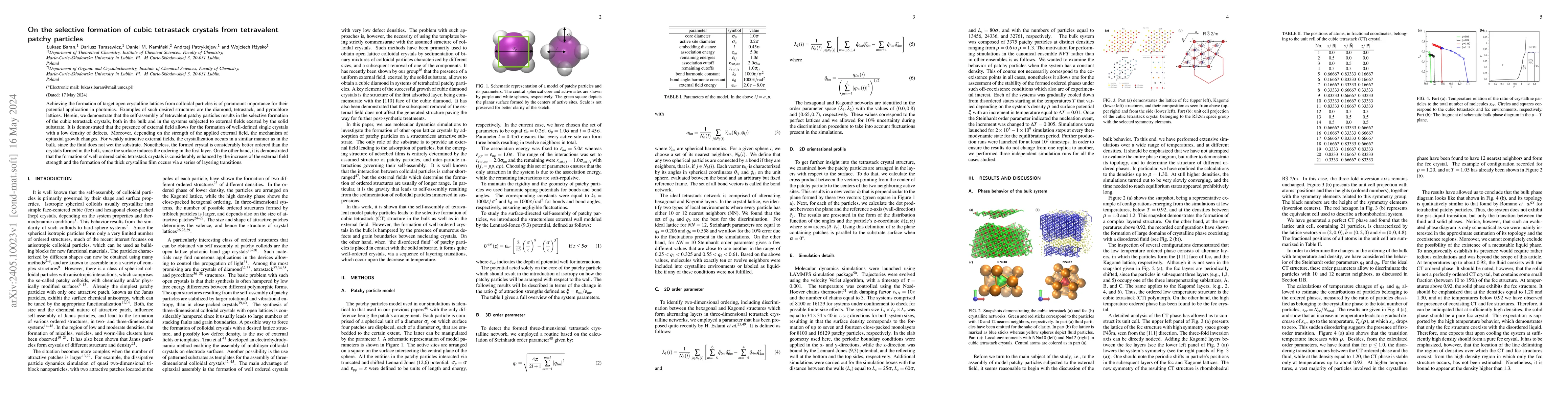 Thumbnail for On the selective formation of cubic tetrastack crystals from tetravalent
  patchy particles