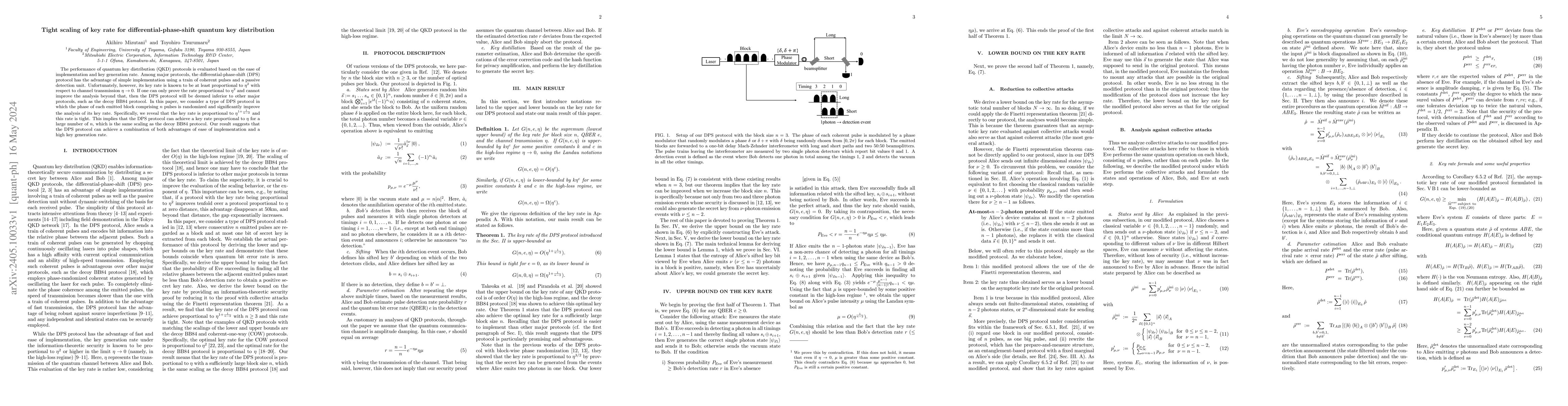 Thumbnail for Tight scaling of key rate for differential-phase-shift quantum key
  distribution