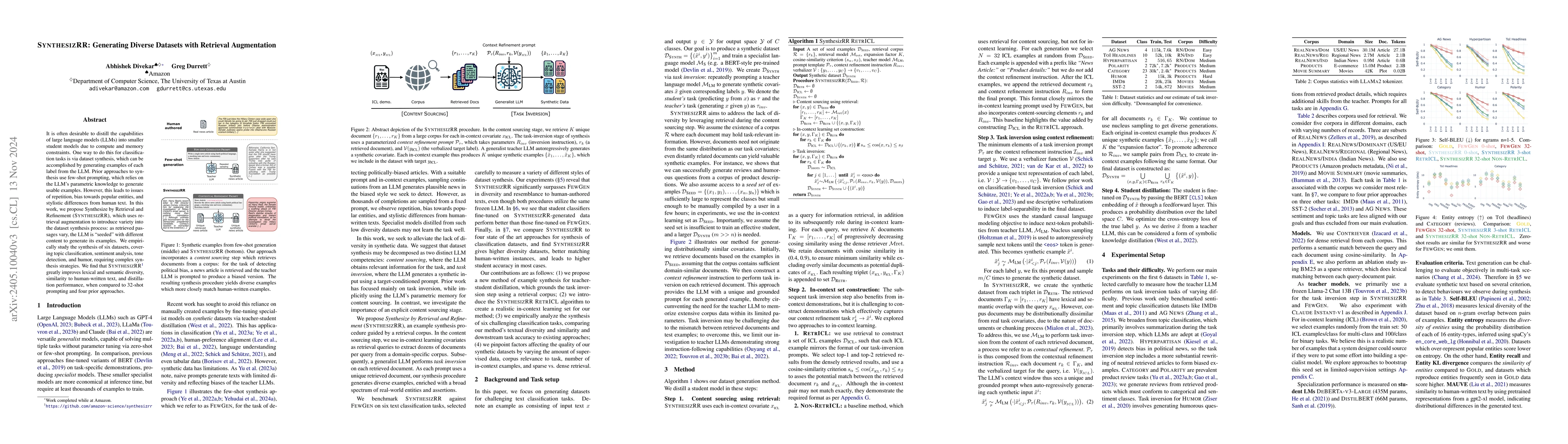 Thumbnail for SynthesizRR: Generating Diverse Datasets with Retrieval Augmentation