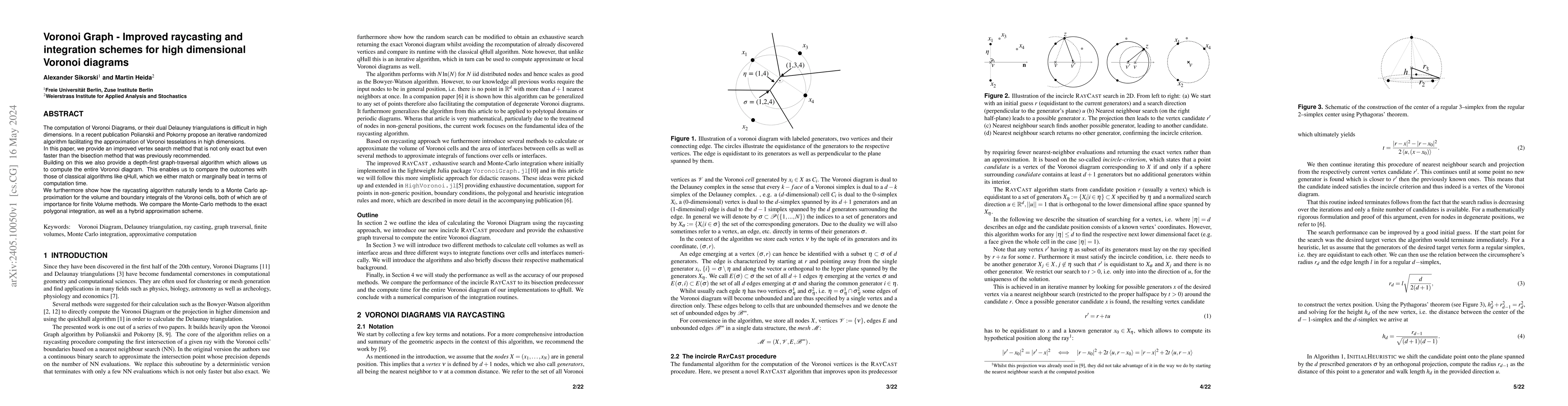 Thumbnail for Voronoi Graph -- Improved raycasting and integration schemes for high
  dimensional Voronoi diagrams
