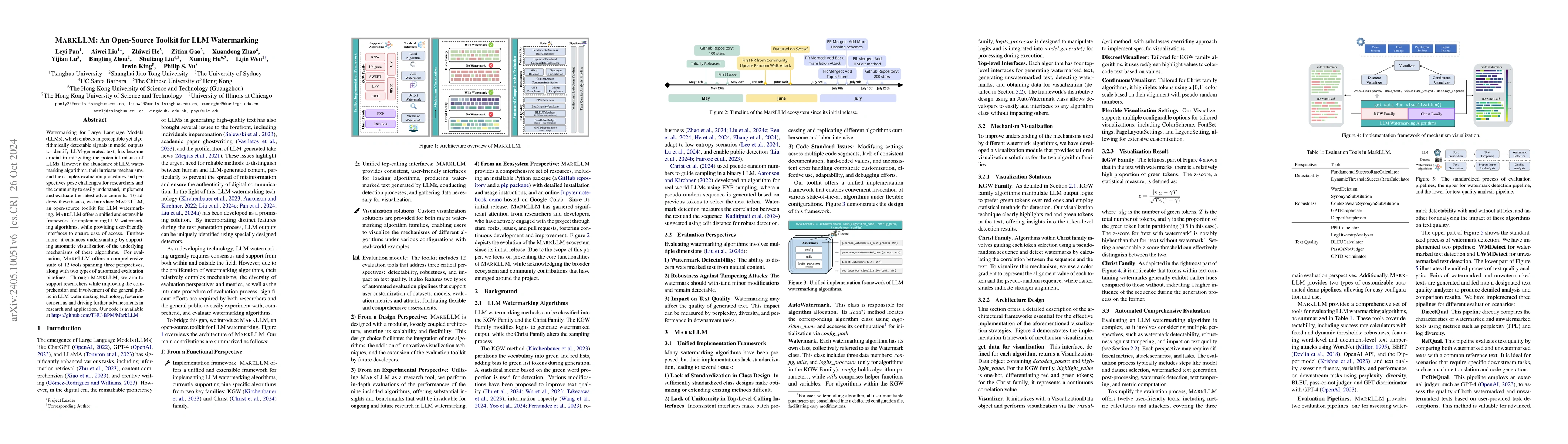Thumbnail for MarkLLM: An Open-Source Toolkit for LLM Watermarking