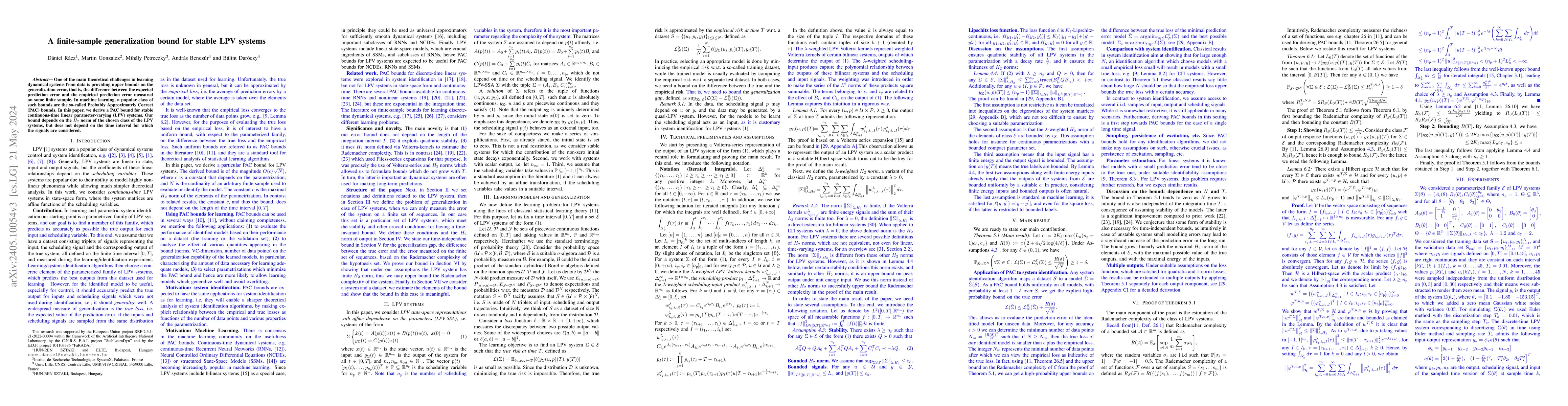 Thumbnail for A finite-sample generalization bound for stable LPV systems