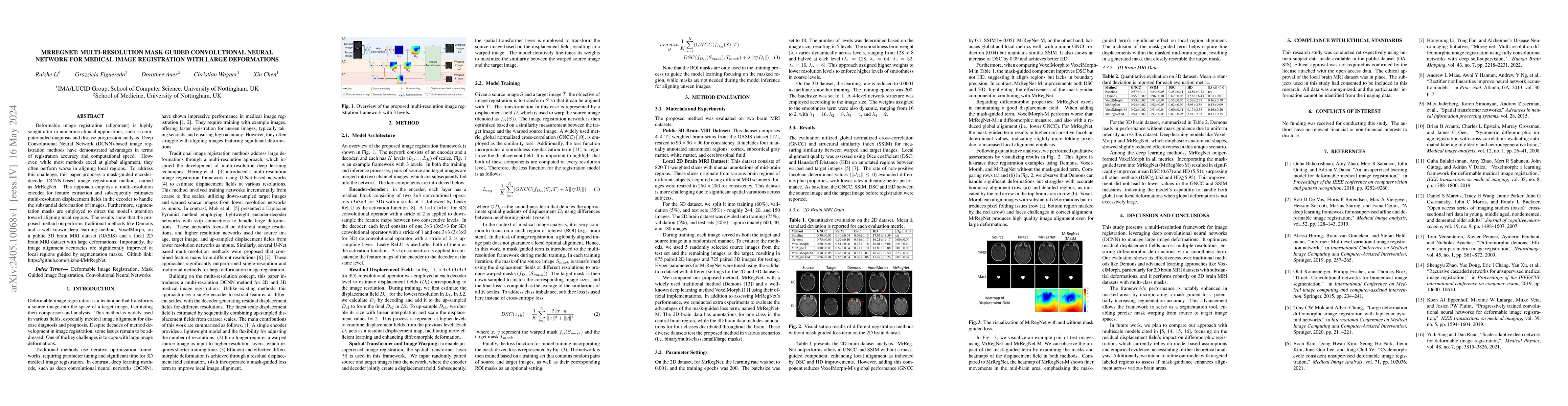 Thumbnail for MrRegNet: Multi-resolution Mask Guided Convolutional Neural Network for
  Medical Image Registration with Large Deformations