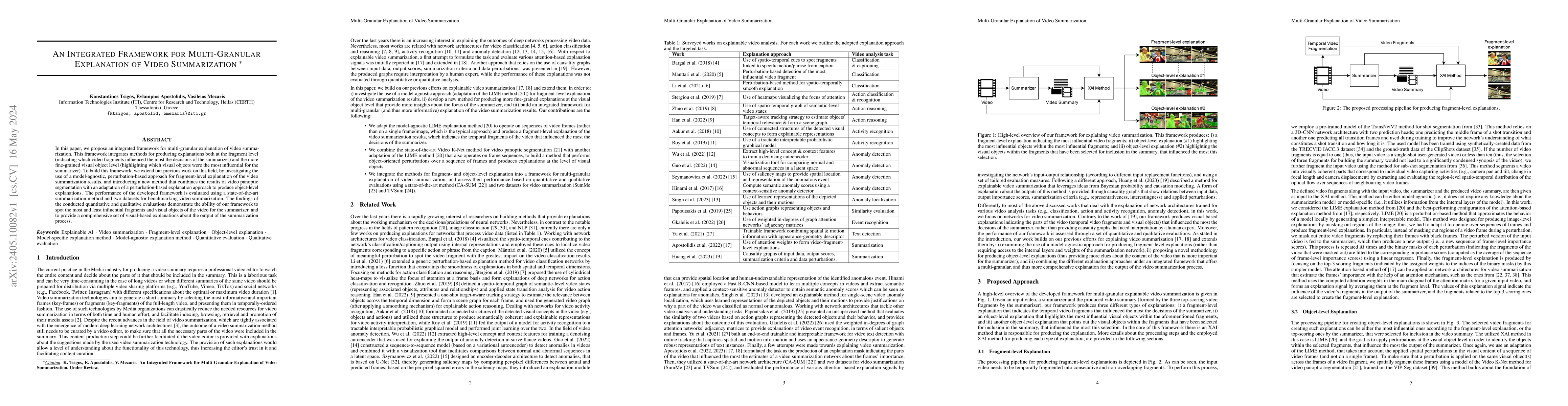 Thumbnail for An Integrated Framework for Multi-Granular Explanation of Video
  Summarization