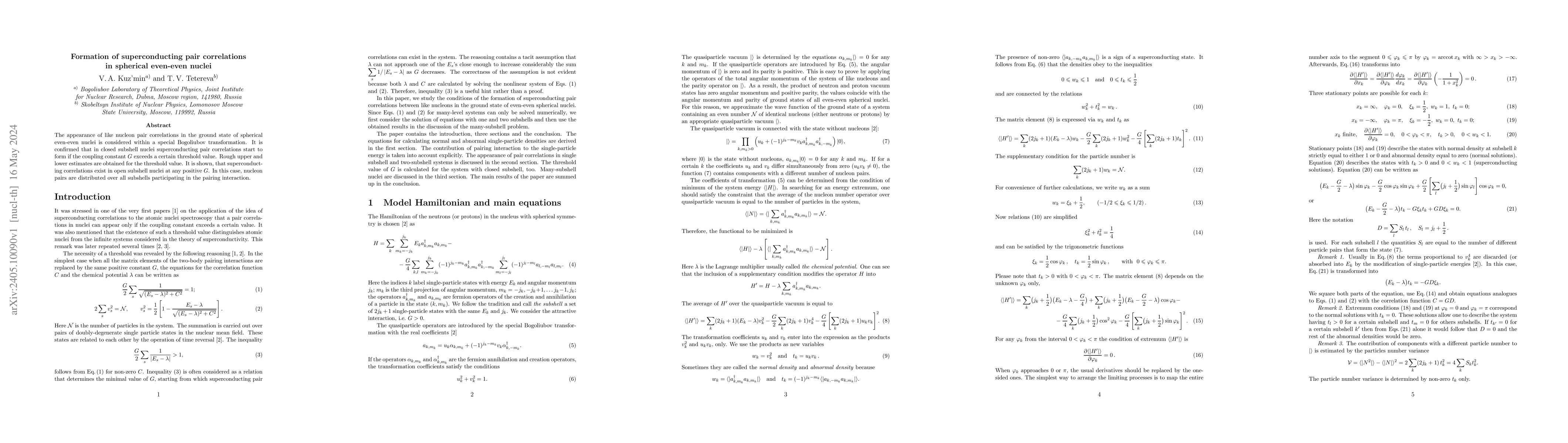 Thumbnail for Formation of superconducting pair correlations in spherical even-even
  nuclei