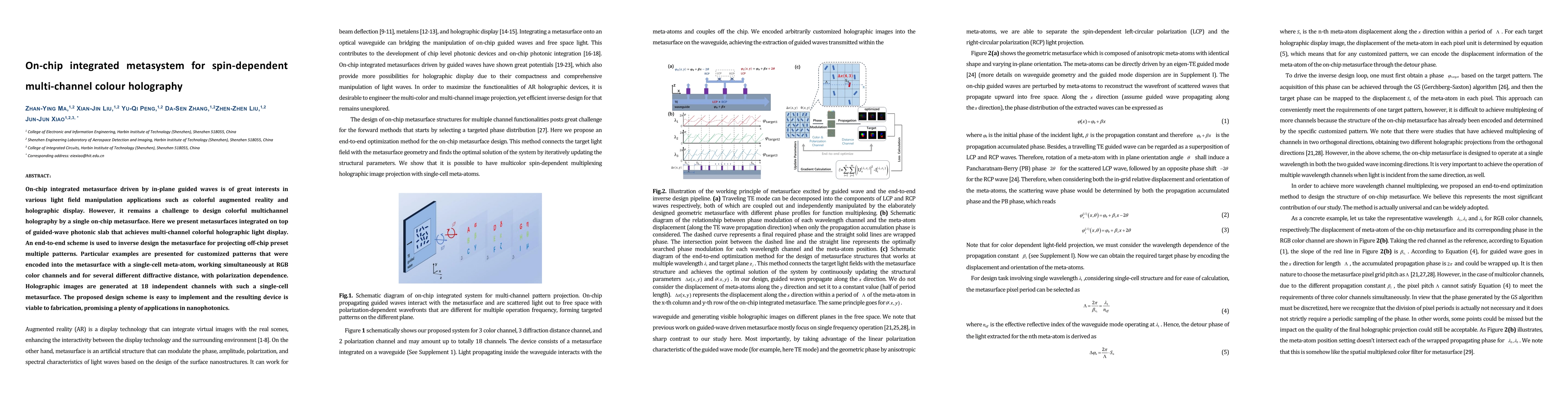 Thumbnail for On-chip integrated metasystem for spin-dependent multi-channel colour
  holography