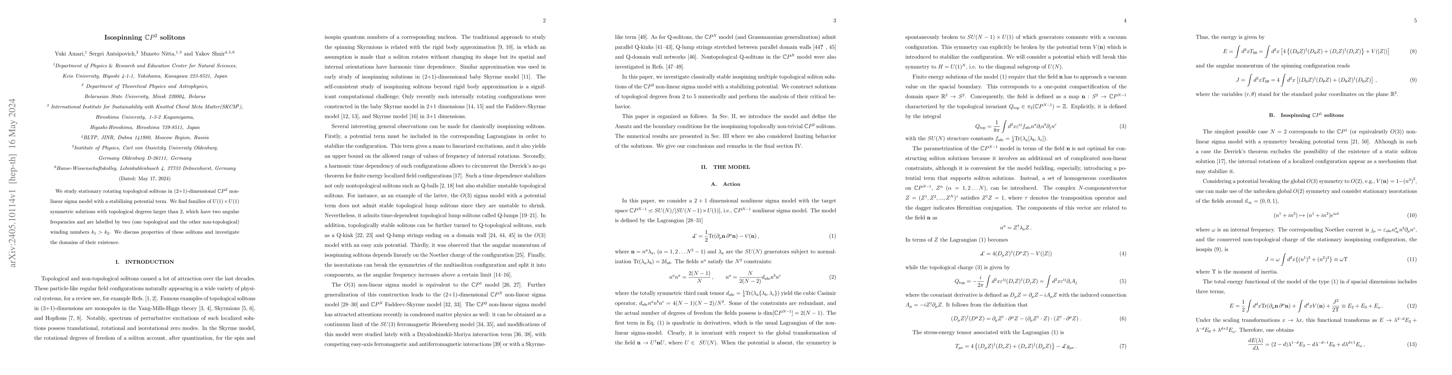 Thumbnail for Isospinning ${\mathbb C}P^2$ solitons