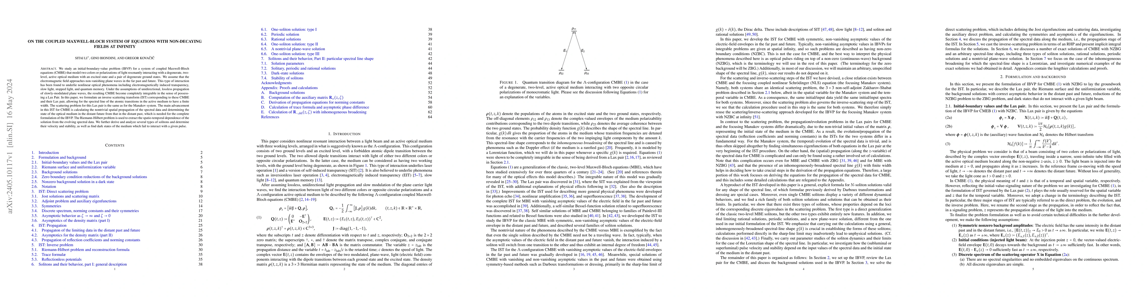 Thumbnail for On the coupled Maxwell-Bloch system of equations with non-decaying
  fields at infinity