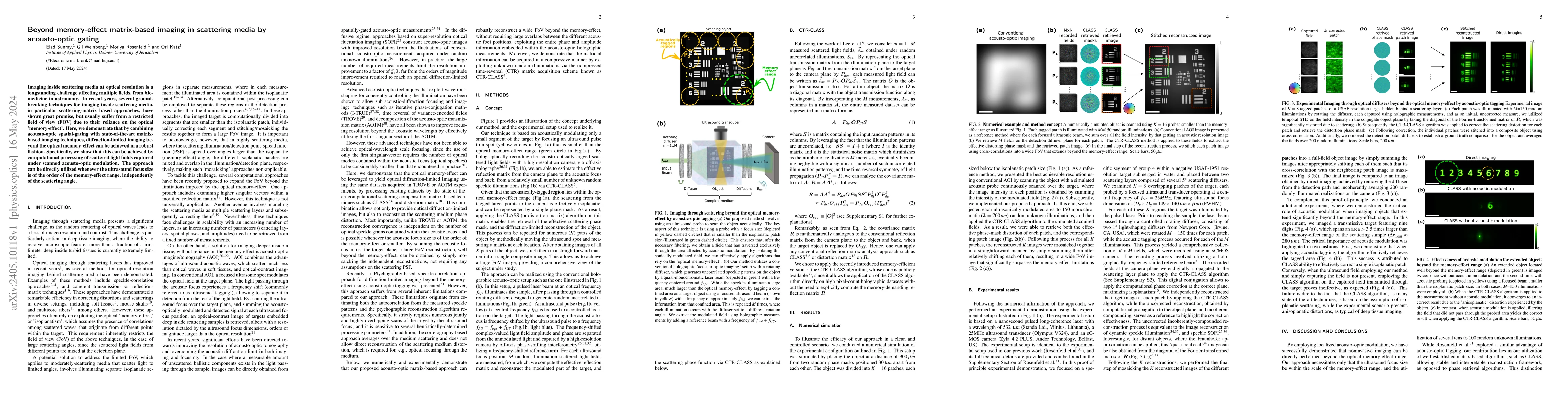 Thumbnail for Beyond memory-effect matrix-based imaging in scattering media by
  acousto-optic gating