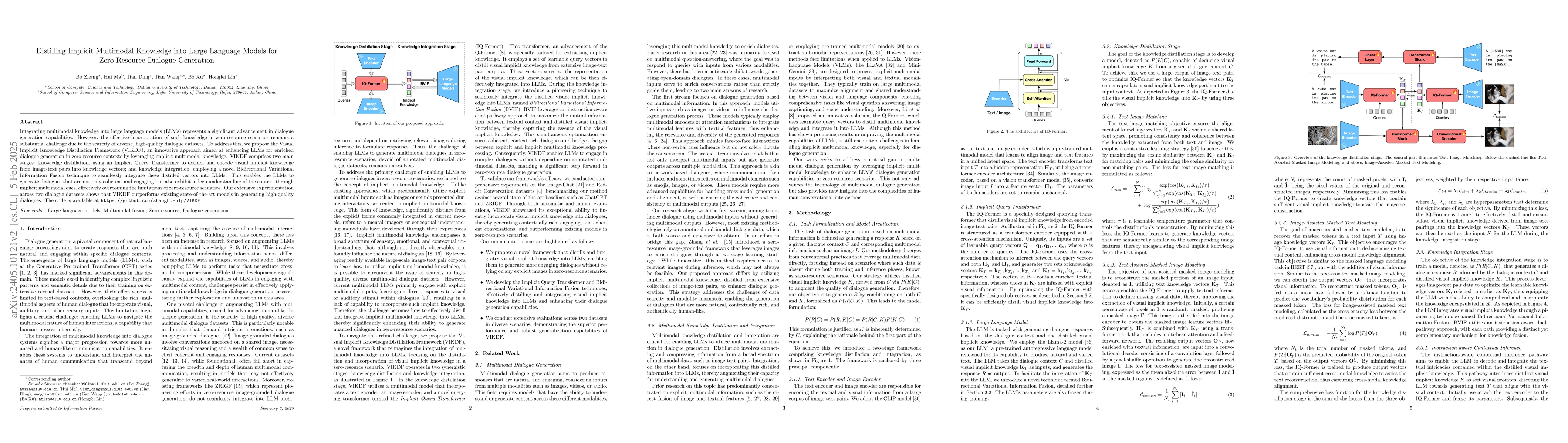 Thumbnail for Distilling Implicit Multimodal Knowledge into LLMs for Zero-Resource
  Dialogue Generation