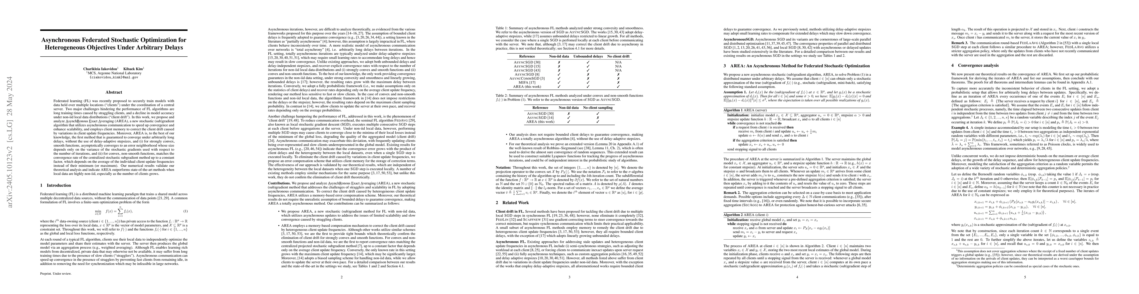 Thumbnail for Asynchronous Federated Stochastic Optimization for Heterogeneous
  Objectives Under Arbitrary Delays