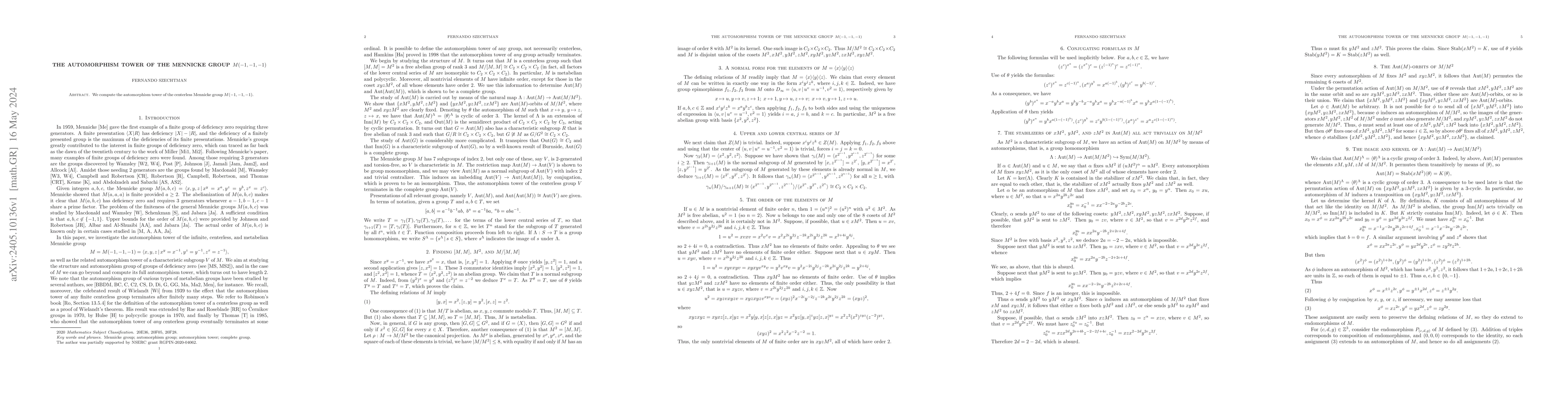 Thumbnail for The automorphism tower of the Mennicke group $M(-1,-1,-1)$