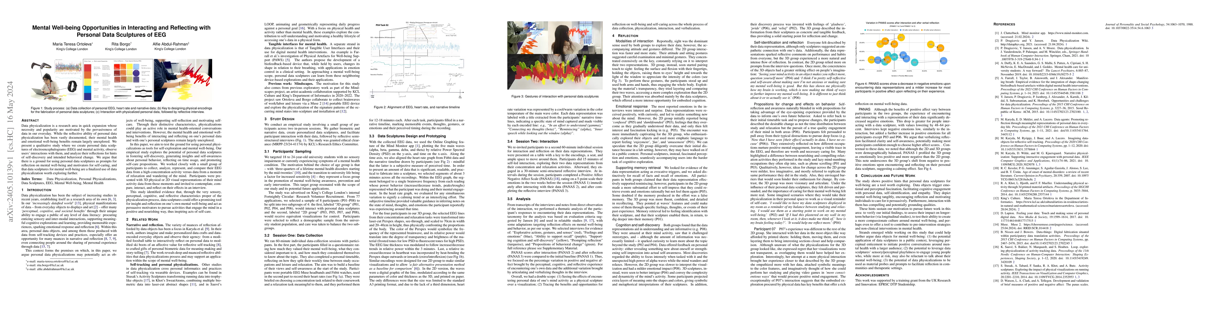 Thumbnail for Mental Well-being Opportunities in Interacting and Reflecting with
  Personal Data Sculptures of EEG