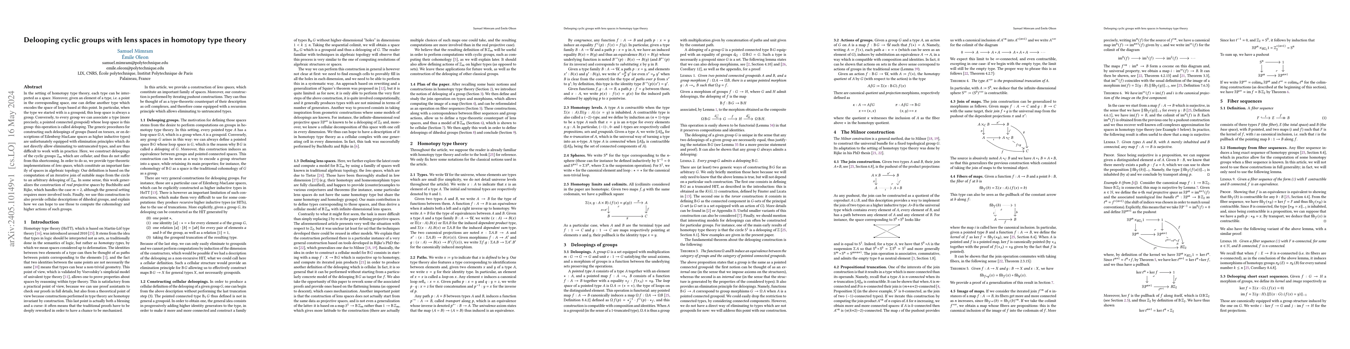 Thumbnail for Delooping cyclic groups with lens spaces in homotopy type theory