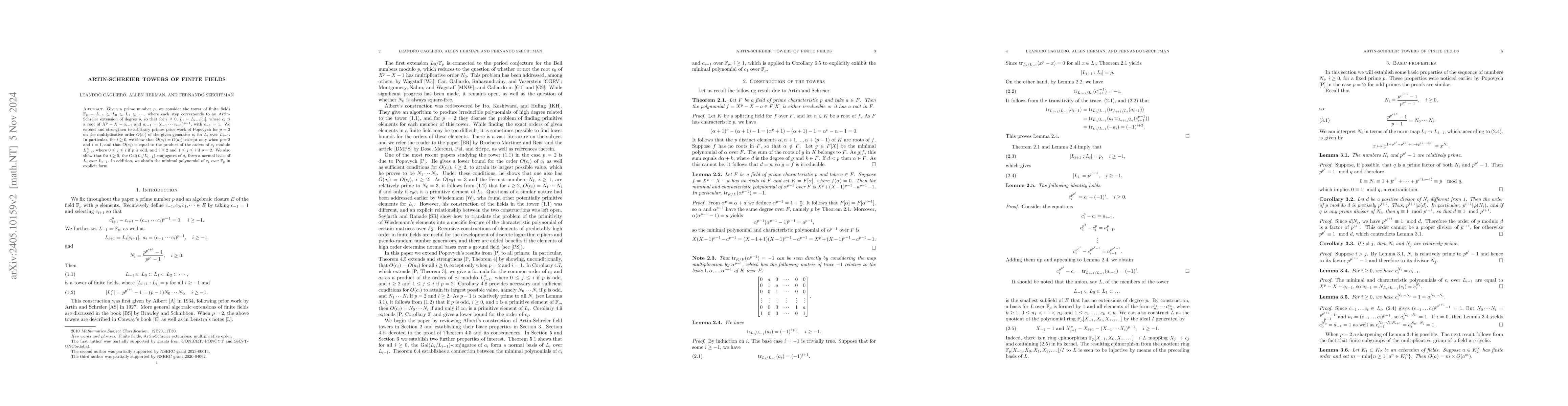 Thumbnail for Artin-Schreier towers of finite fields