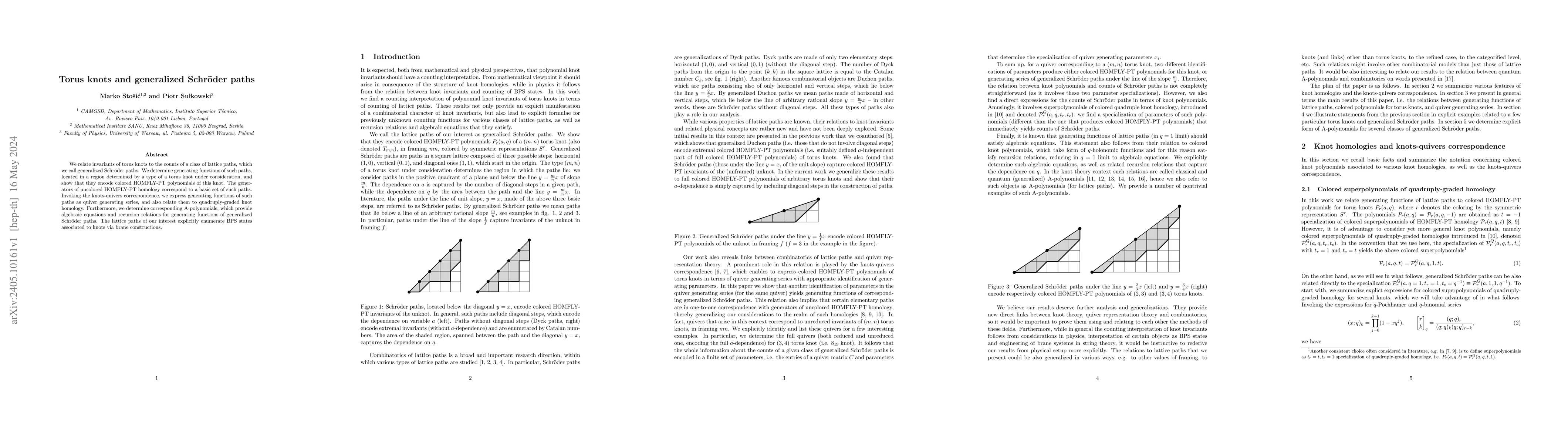 Thumbnail for Torus knots and generalized Schr\"oder paths