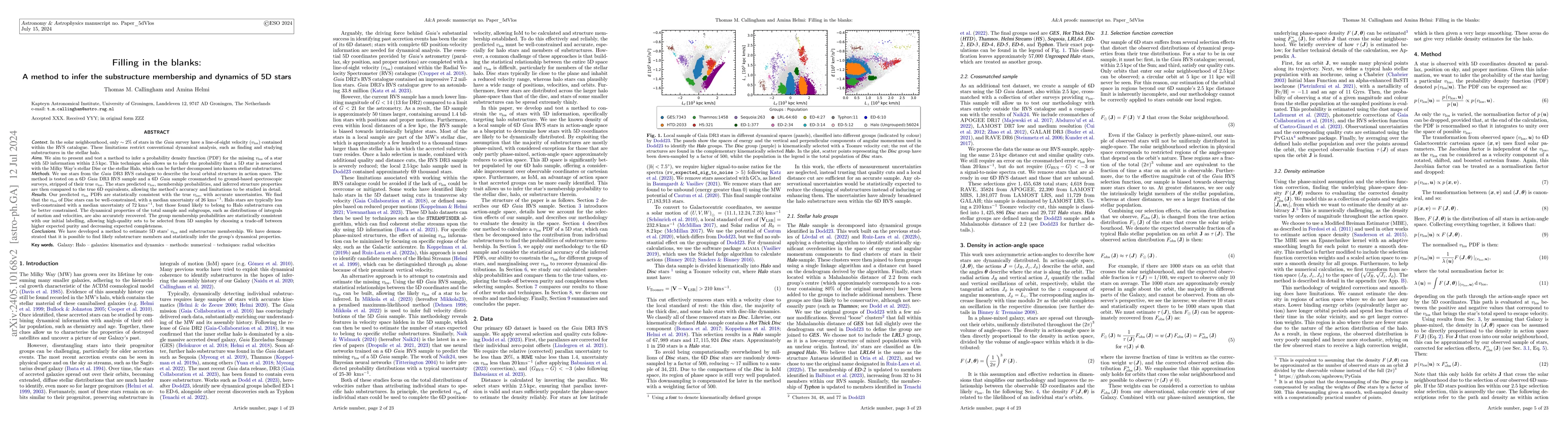 Thumbnail for Filling in the Blanks: A Method to Infer the Substructure Membership and
  Dynamics of 5D Stars