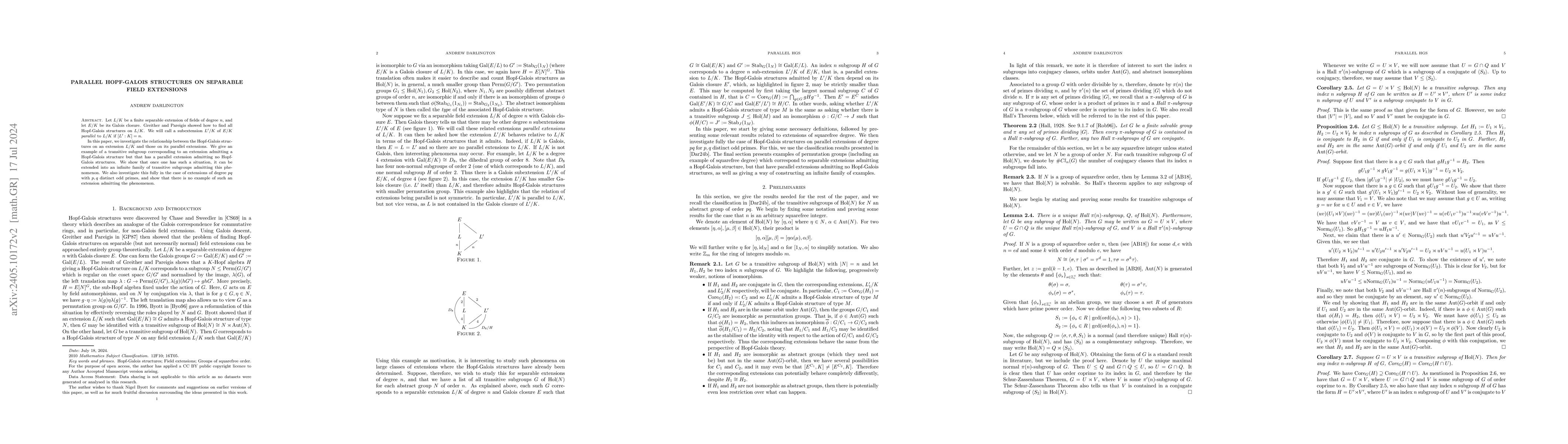 Thumbnail for Parallel Hopf-Galois structures on separable field extensions