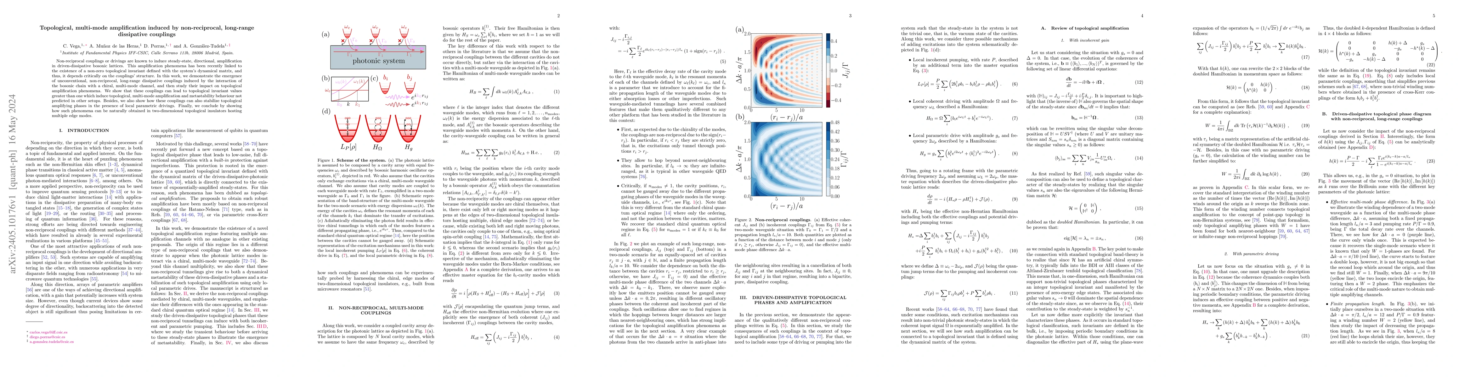 Thumbnail for Topological, multi-mode amplification induced by non-reciprocal,
  long-range dissipative couplings