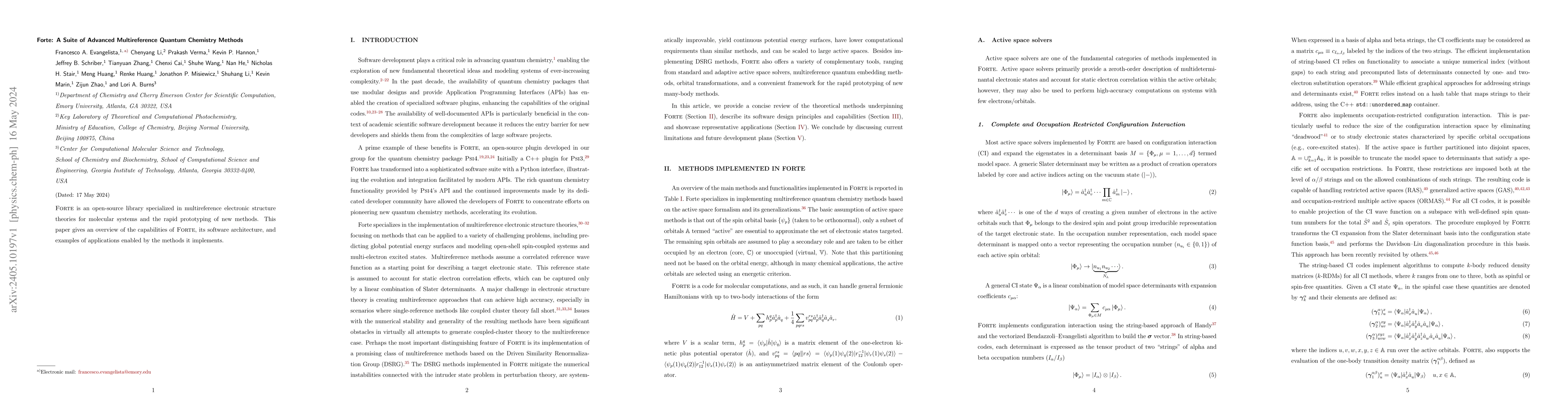 Thumbnail for Forte: A Suite of Advanced Multireference Quantum Chemistry Methods