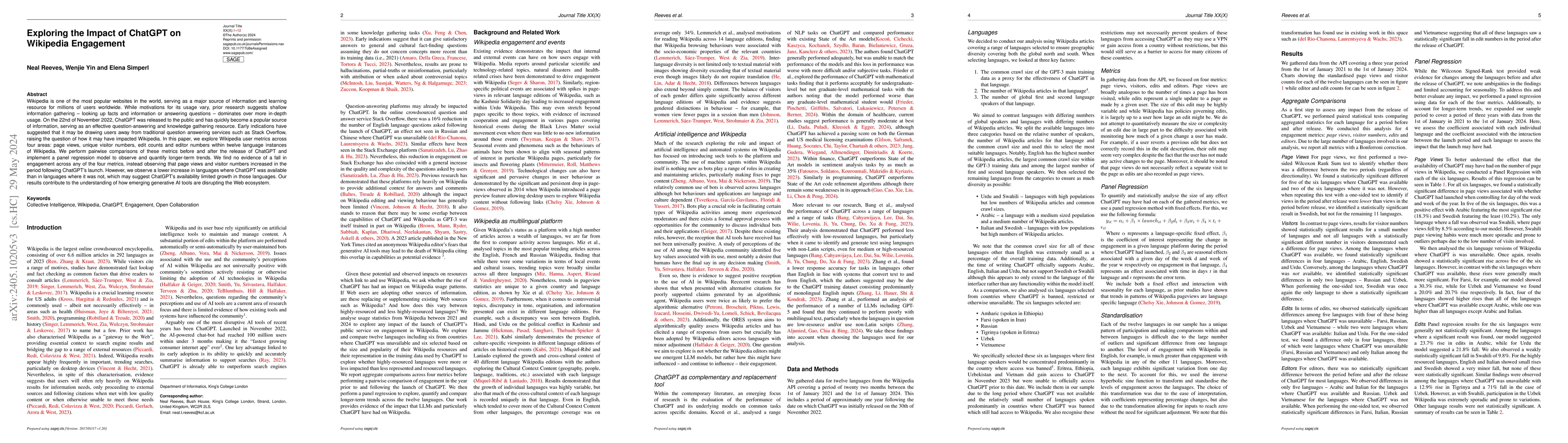 Thumbnail for Exploring the Impact of ChatGPT on Wikipedia Engagement