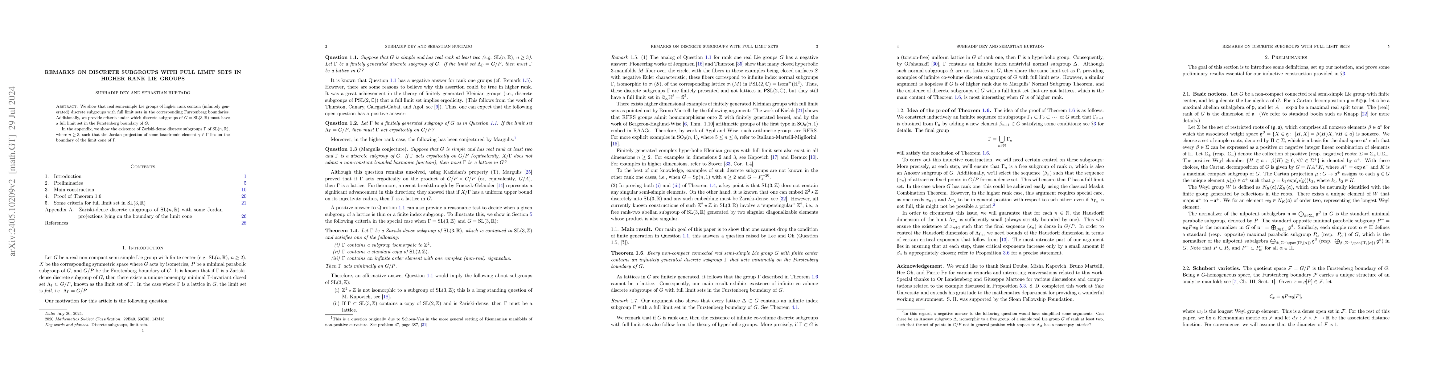 Thumbnail for Remarks on discrete subgroups with full limit sets in higher rank Lie
  groups
