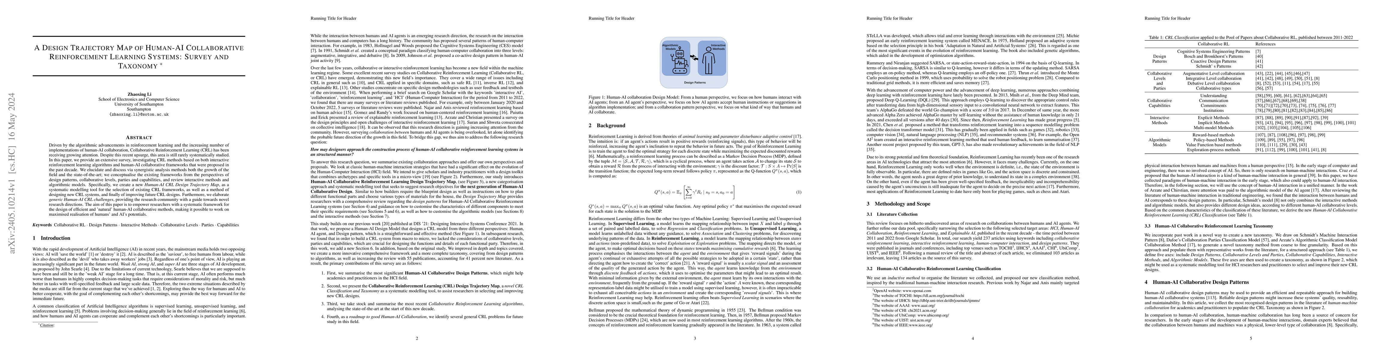 Thumbnail for A Design Trajectory Map of Human-AI Collaborative Reinforcement Learning
  Systems: Survey and Taxonomy