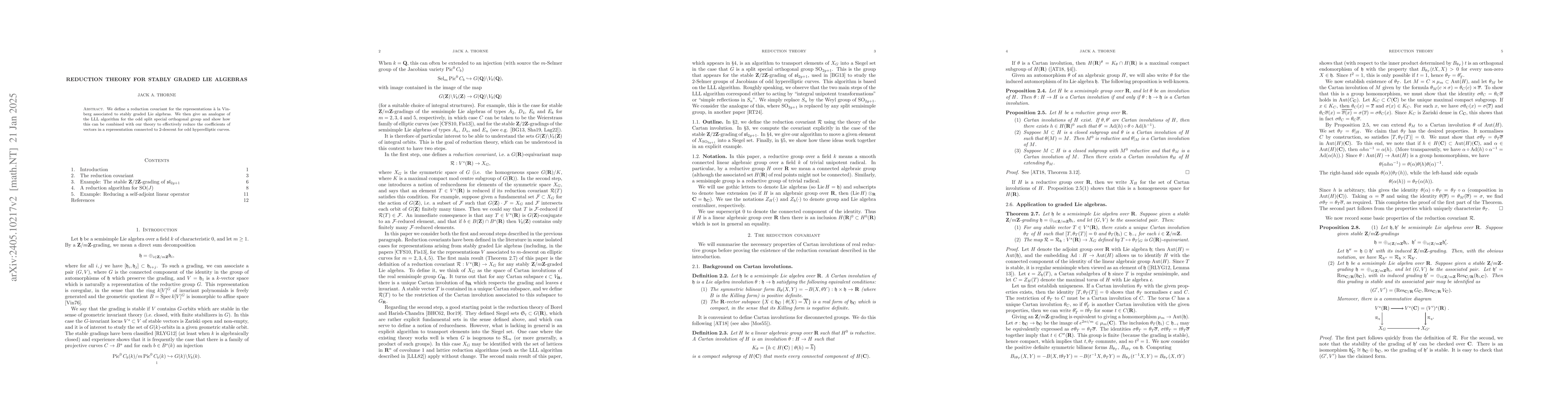 Thumbnail for Reduction theory for stably graded Lie algebras
