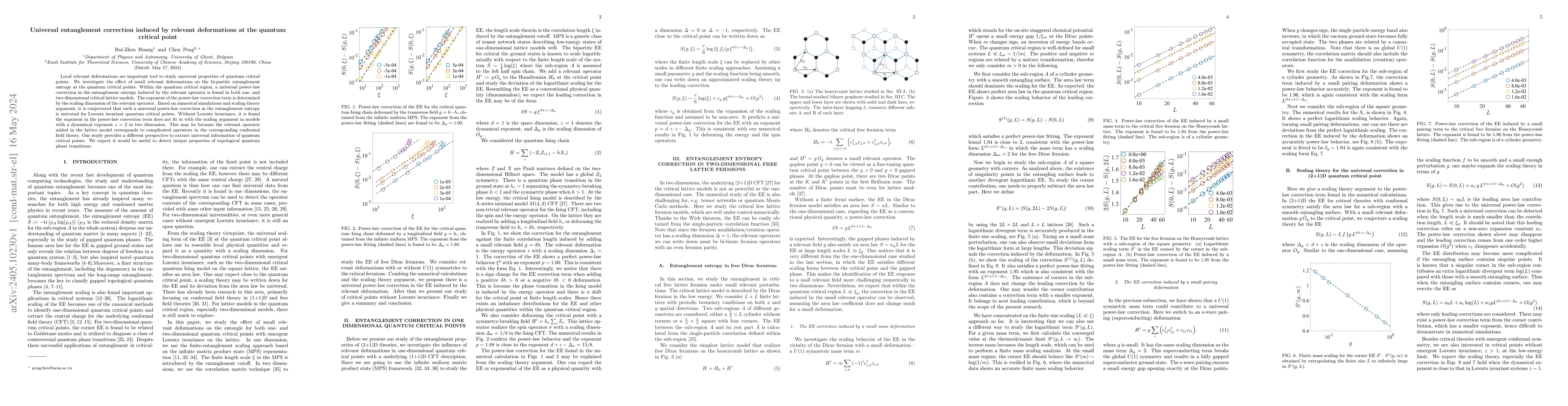Thumbnail for Universal entanglement correction induced by relevant deformations at
  the quantum critical point