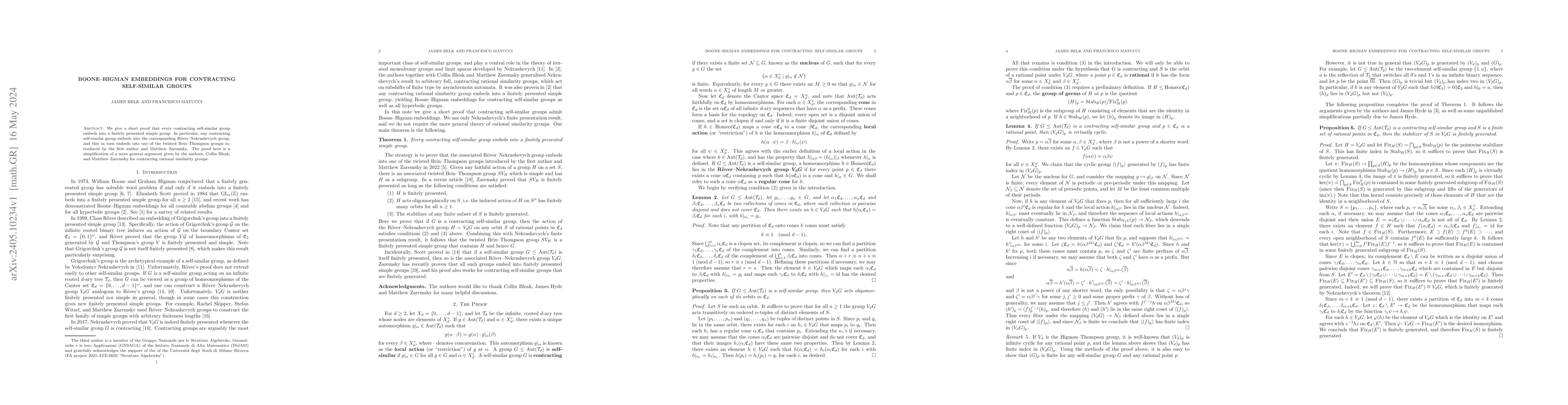 Thumbnail for Boone--Higman Embeddings for Contracting Self-Similar Groups