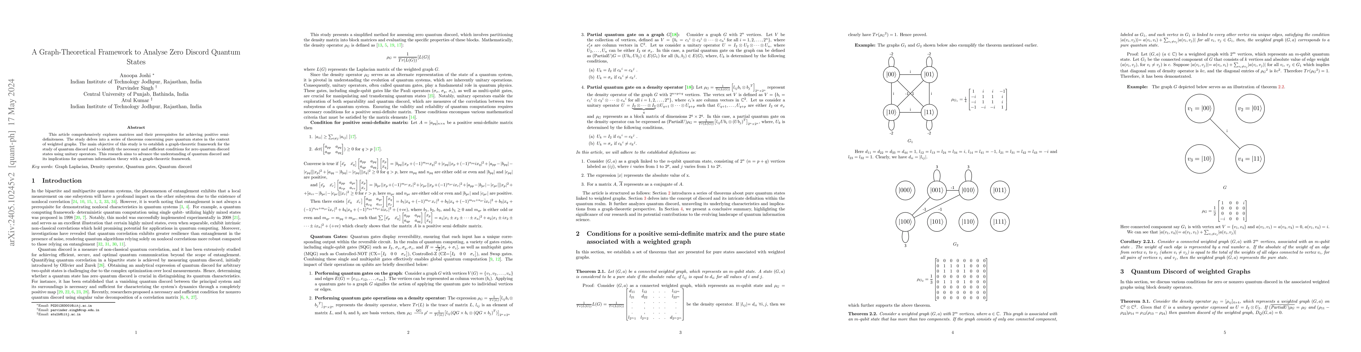 Thumbnail for A Graph-Theoretical Framework to Analyse Zero Discord Quantum States