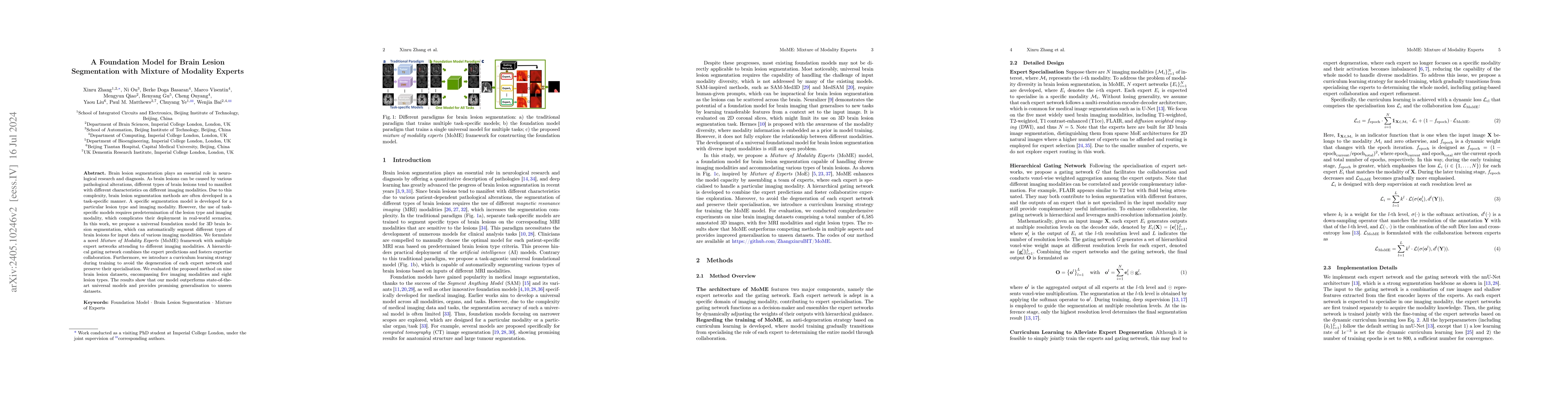 Thumbnail for A Foundation Model for Brain Lesion Segmentation with Mixture of
  Modality Experts