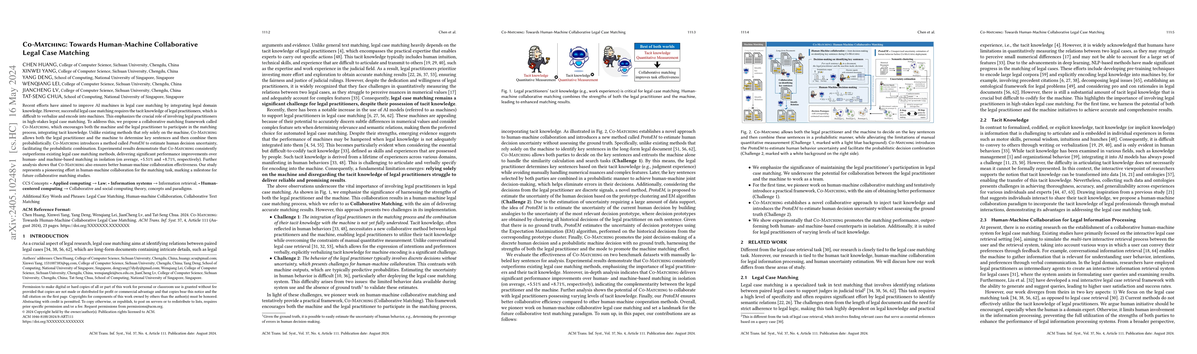 Thumbnail for Co-Matching: Towards Human-Machine Collaborative Legal Case Matching