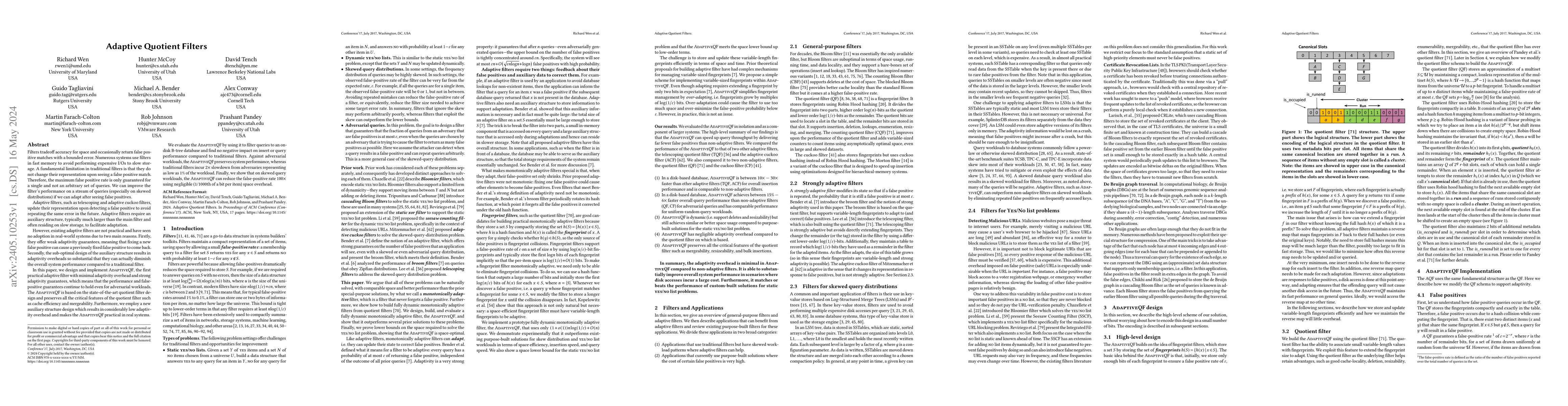 Thumbnail for Adaptive Quotient Filters