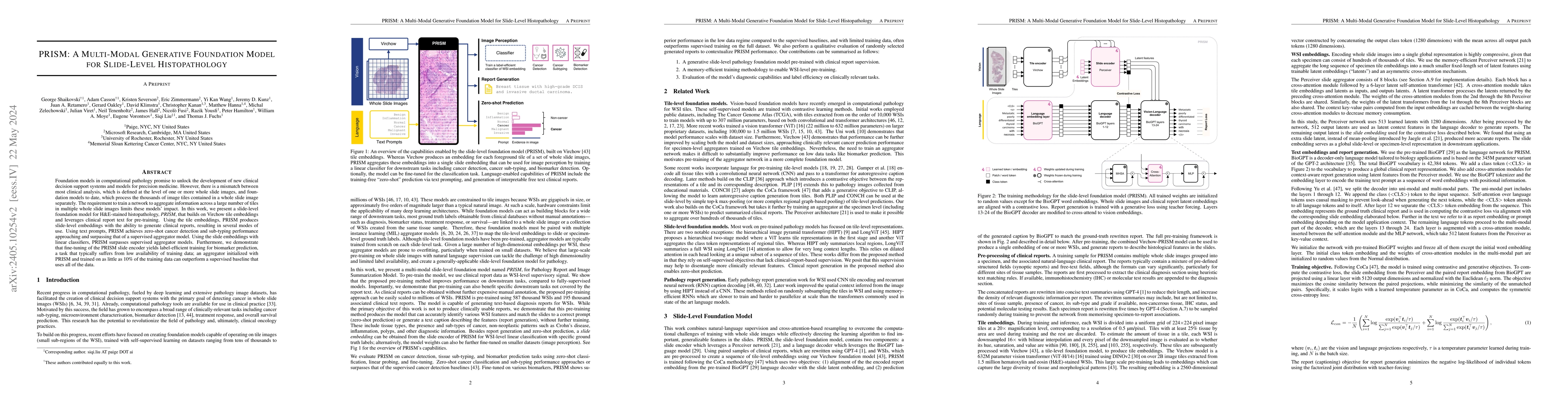 Thumbnail for PRISM: A Multi-Modal Generative Foundation Model for Slide-Level
  Histopathology