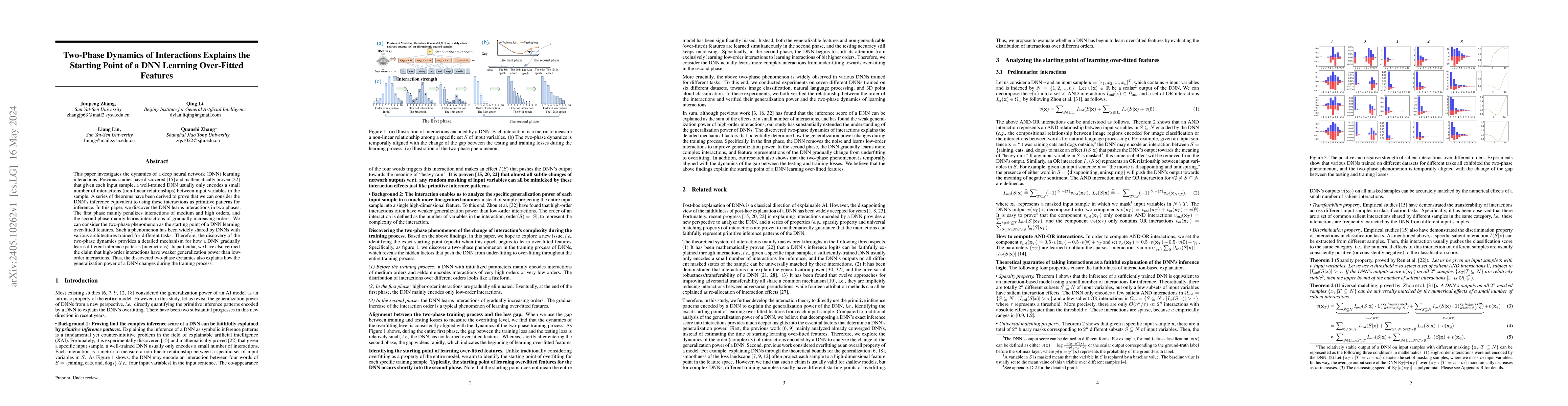 Thumbnail for Two-Phase Dynamics of Interactions Explains the Starting Point of a DNN
  Learning Over-Fitted Features