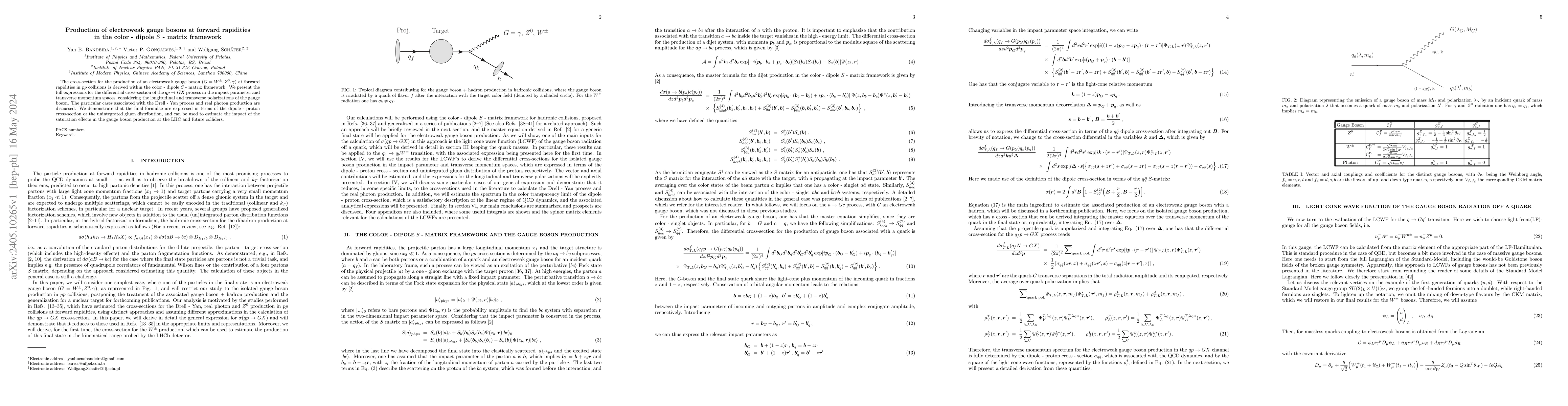 Thumbnail for Production of electroweak gauge bosons at forward rapidities in the
  color - dipole $S$ - matrix framework