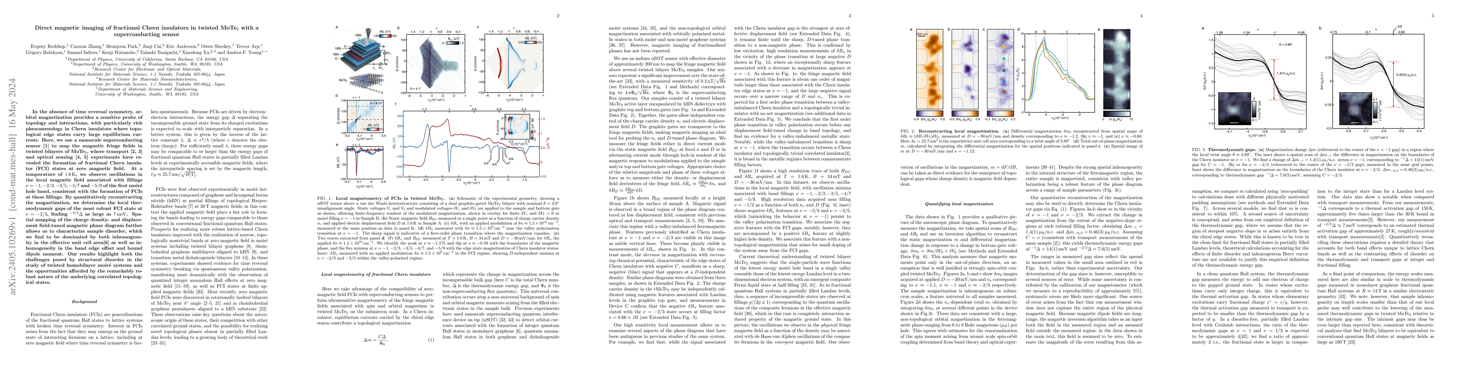 Thumbnail for Direct magnetic imaging of fractional Chern insulators in twisted
  MoTe$_2$ with a superconducting sensor