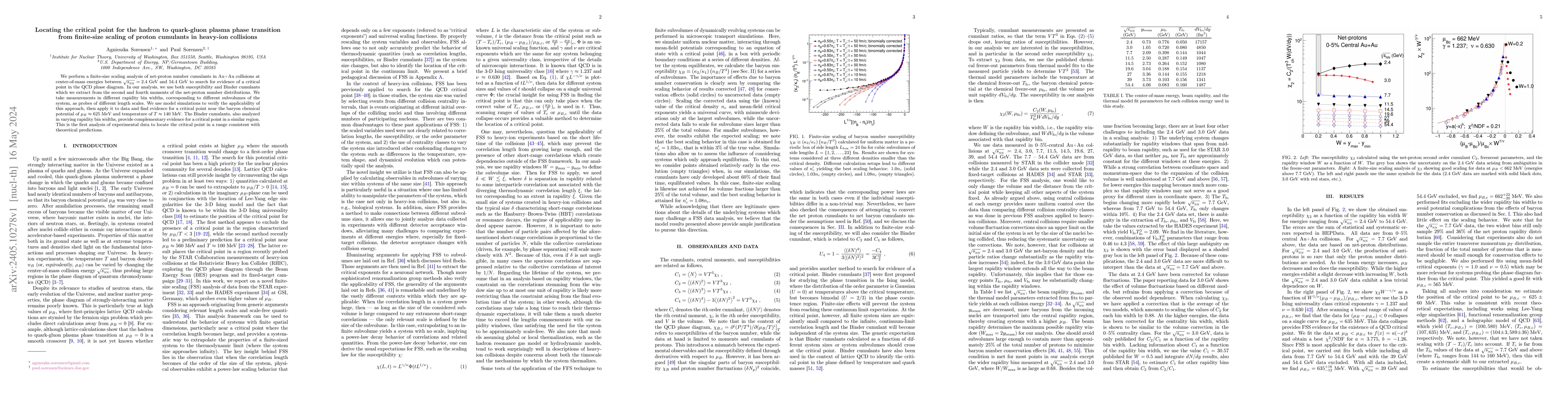 Thumbnail for Locating the critical point for the hadron to quark-gluon plasma phase
  transition from finite-size scaling of proton cumulants in heavy-ion
  collisions
