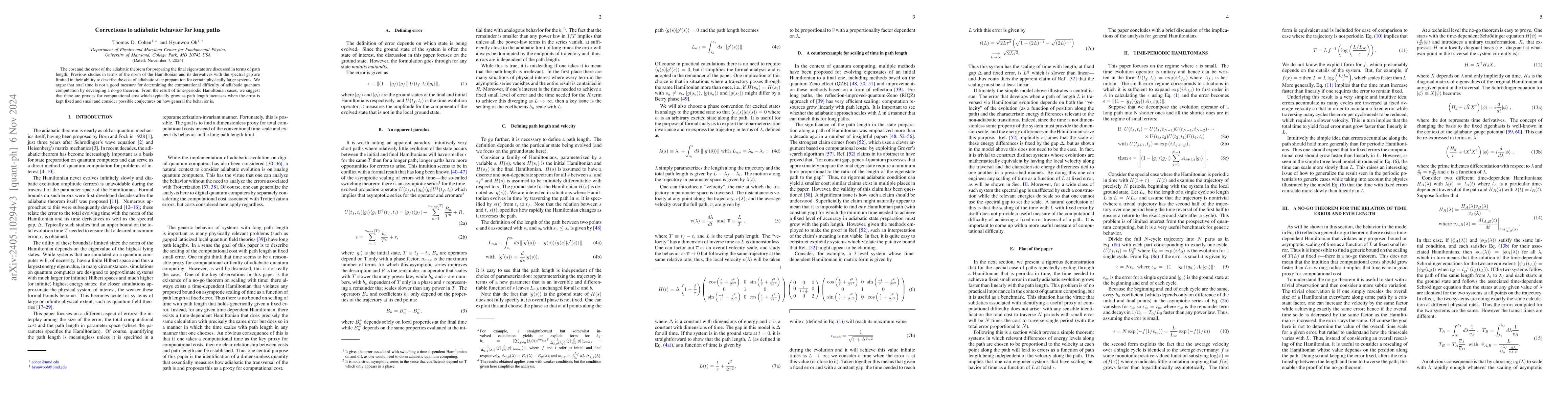 Thumbnail for Corrections to adiabatic behavior for long paths