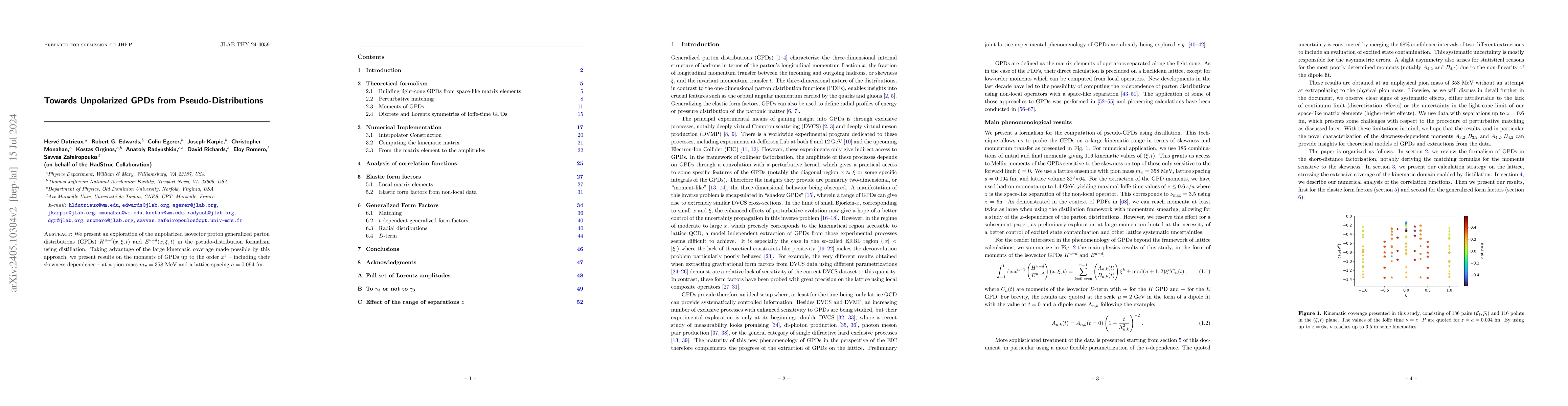 Thumbnail for Towards Unpolarized GPDs from Pseudo-Distributions