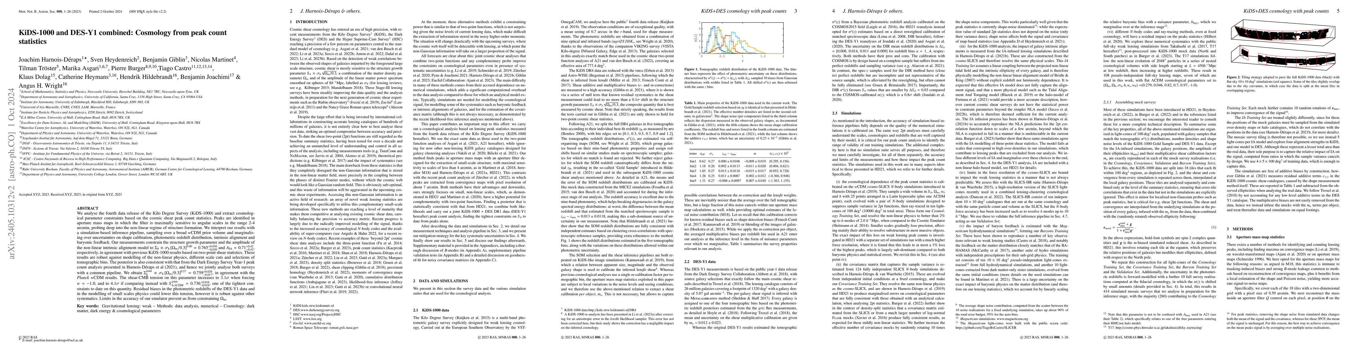 Thumbnail for KiDS-1000 and DES-Y1 combined: Cosmology from peak count statistics