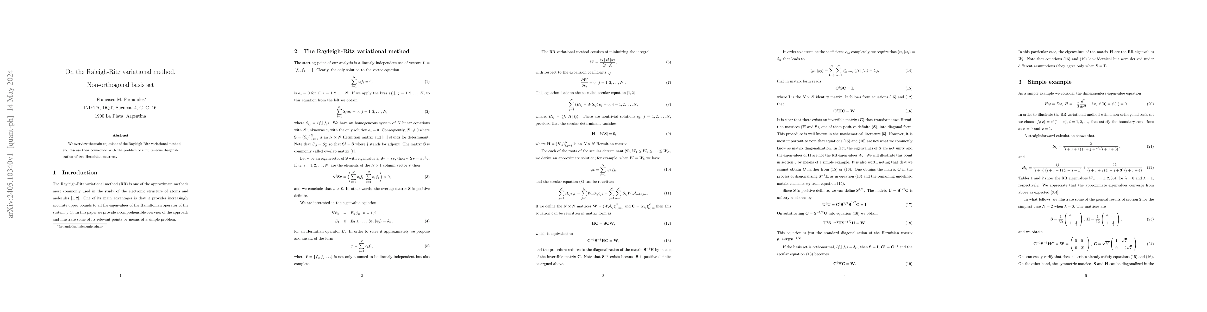 Thumbnail for On the Raleigh-Ritz variational method. Non-orthogonal basis set